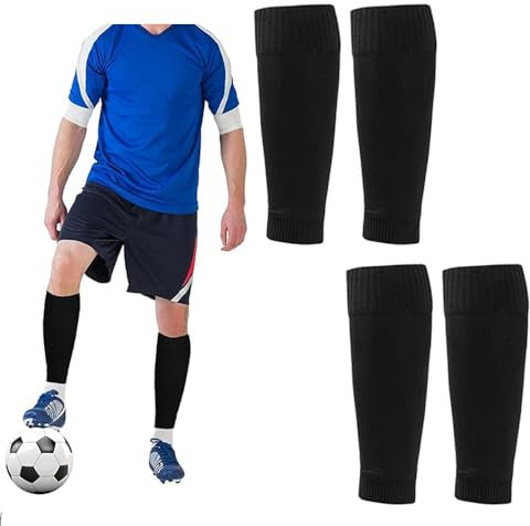 2 Pairs Sock Sleeve Football, Pre Cut Football Socks for Adults, Black Football Sock Sleeves for Training & Matches — Pre-Cut Sleeve Design