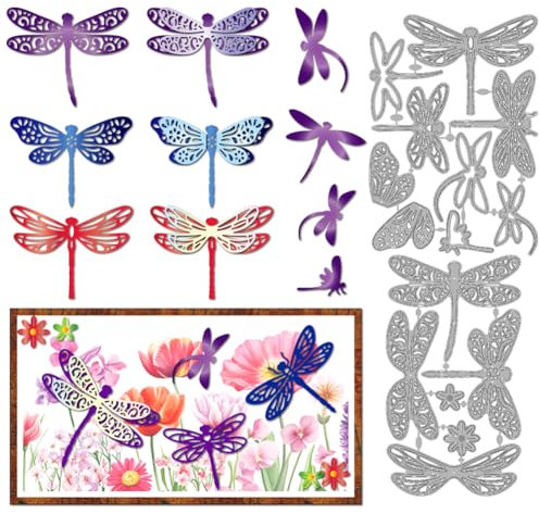 MAYJOYDIY Mehrschichtige Libellen Metall Stanzformen Libellenflügel Stanzschablone Frühlingsinsekten Prägung Scrapbooking Vorlage Für DIY Scrapbooking Basteln Kartenherstellung Geschenk Dekor