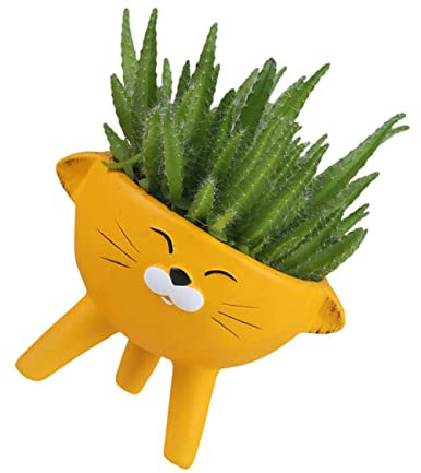 UPKOCH 1pezzi Da in Forma Gatto Per Piante e Cactus Decorazione Piante Giallo Per Ufficio Scrivania Libreria e Tavolo Da Pranzo