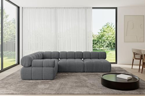 ALTDECOR Modulares Sofa Ecksofa in L-Form Corner modular Sofa Eckcouch Couch Wohnlandschaft Cauchsofa Polstersofa Mende-L2-285x190x70 cm Dunkelgrau