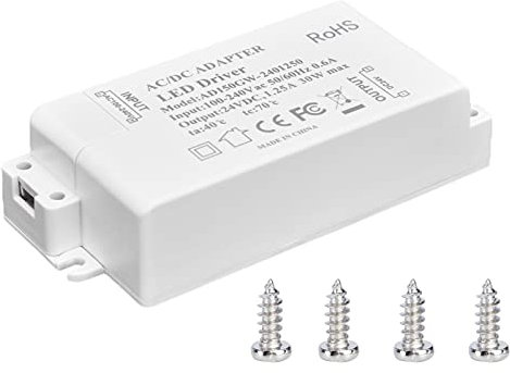 Transformator 24V LED Netzteil 24 Watt Schutz Überstrom Kurzschluss Wasserdicht für LED Lichtband Küche Schlafzimmer Büro