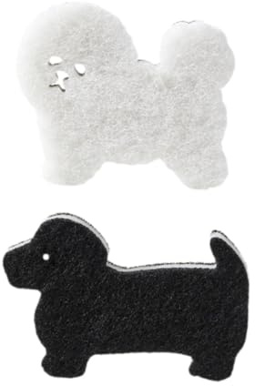 KESOTO 2 Cute Dog Shaped Non-Scratch Kitchen Sponges, Thick Absorbent Multi-Purpose Scrubber for Washing Dishes, Pots, Pans, And Scrubbing