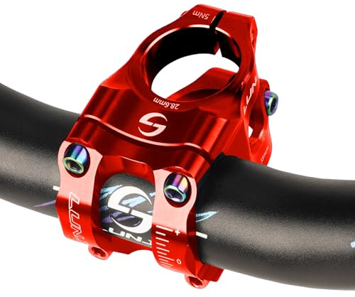 Mountainbike-Lenker aus CNC-Aluminiumlegierung, hochfester, hohler, kurzer Vorbau, geeignet für die meisten Fahrräder, Rennräder, Mountainbikes (Rot)