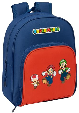 safta SUPER MARIO MAMMA MIA Kinderrucksack, ideal für Kinder verschiedener Altersgruppen, bequem und vielseitig, Qualität und Widerstandsfähigkeit, 28 x 10 x 34 cm