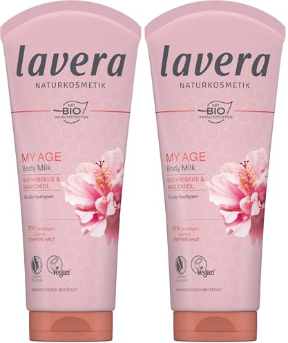 lavera My Age Body Milk - für reife Haut - samtig-weiches Hautgefühl - feuchtigkeitsspendend & regenerierend - vegan - Naturkosmetik - 200 ml (Packung mit 2)