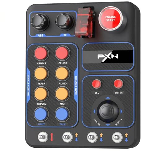 PXN CB1 Sim Racing Button Box for Racing, Truck & Farming Simulators USB Controller with 19 Buttons, 30 Programmable Functions, 7RGB Lighting for Windows PC 7/8/10/11 & PXN V9 gen2