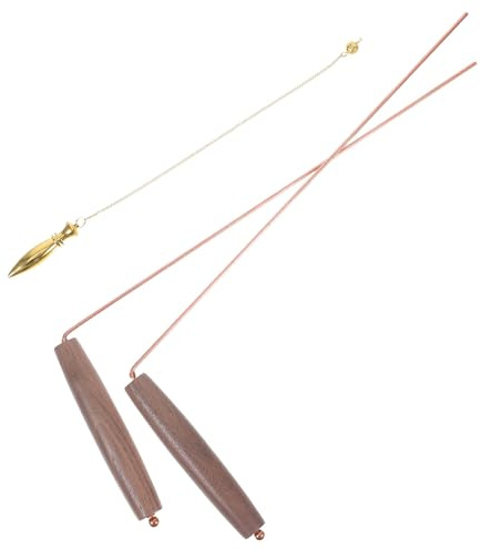 NESTINGHO Baguettes de Sourcier en Cuivre Pur Manches en Bois, Tiges de Recherche D'énergie Pliables, Conductivité, Usage Polyvalent pour Construction et Archéologie Style Plusieurs Styles