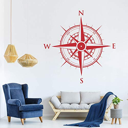KOMPASS Aufkleber Wandtattoo Wandaufkleber Sticker (100 (B) x 100 (H) cm, Rot)