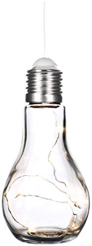 com-four® Deko Glühbirne mit LED Lichterkette zum Aufhängen und Hinstellen - batteriebetriebene Tischlampe für schönes Ambiente - kabellos (01 Stück - Glühbirne)