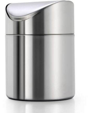 Finoki edelstahl mini Tischmülleimer Abfallbehälter müll Aufbewahrung Eimer Trash Swingdeckel (Silber)
