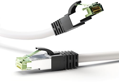 goobay 55131 Câble patch RJ45, Cat 8.1, câble réseau, Ethernet, câble Playstation, câble Xbox, câble LAN, DSL, Highspeed, connecteur RJ45, blanc, 20 mètres