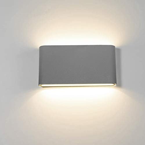 Topmo-plus Faretto da Parete Interni Lampada da Parete design Applique da Parete Corridoio Luci da parete grigio 12W LED IP65 18cm Grigio/bianco natural