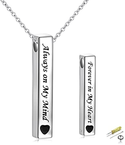 Flyow Urne Halsketten für Asche für Damen Frauen Mädchen Feuerbestattung Schmuck 925 Sterling Silber Ewigkeit Memorial für immer in meinem Herzen Asche Andenken Einstellbare Länge