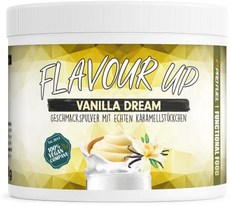 Geschmackspulver VANILLE 250g - Leckerer Geschmack und Süße - nur 11 kcal pro Portion - Vielseitig einsetzbar für Lebensmittel & Getränke - Flavour Powder - FLAVOUR UP