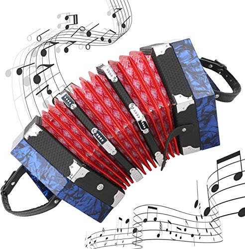 Concertina Akkordeon, mit einer Tasche Red Professional Accordion Concertina 3 Farben Verstellbarer Handschlaufe für Instrumentenbedarf(Royal blue)