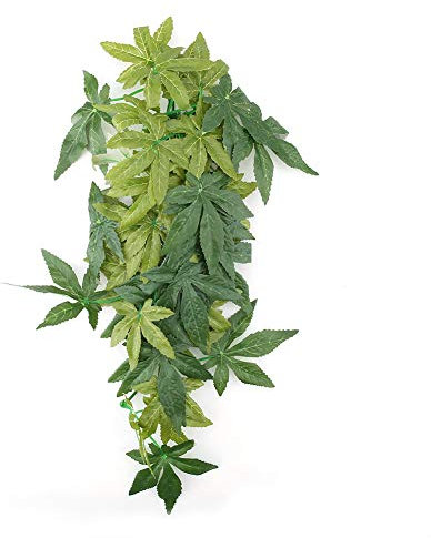 Qcwwy Aquarium Artificial Plant, Aquarium Fake Hanging Leaves Reptile Decor Reptile Fake Leaves Reptile Breeding Box Decor for Aquarium Reptile Fish Tank(16 inch 40cm, 12)