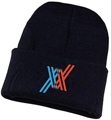 WANHONGYUE Darling In The Franxx Anime Beanie Strickmütze für Damen und Herren Unisex Weiche Cuffed Plain Hat Warme Winter Mütze Skullcap Schwarz/1