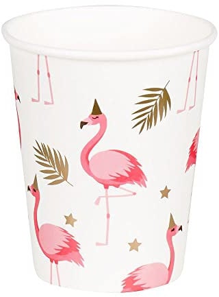 Boland 52497 - Flamingo Party Cups, Pack of 10, 210 ml, Environmentally Friendly Party Tableware, 100% Paper, Birthday
