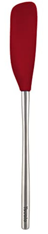 Tovolo Flex-Core Long-Handled Silicone Jar Scraper Spatula, Stainless Steel Handle, Heat-Resistant Silicone Head with Curved Front for Scooping & Scraping, Dishwasher-Safe & BPA-Free