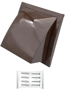 H&C VENT Brown Exhaust Hood Vent 190 mm with 125 mm 5 inch Connector Flange│ Air Ventilation Covers with Valve/Backdraft and Mouse Protection │ Extractor Cap Cover for Duct Pipe│ Inside and Outside
