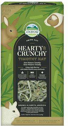 Oxbow Prime Cut Timothy Hay, Hearty & Crunchy, High-Fiber Forage for Rabbits, Guinea Pigs & Chinchillas, Dental & Digestive Support, Grown in The USA, Hand-Selected & Sorted, 20 oz