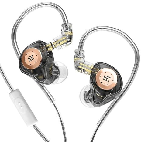 KZ EDX Pro Monitor intrauditivo, Unidad dinámica magnética Dual de 10 mm Auriculares de Alta fidelidad de Baja frecuencia con Cable de diseño Desmontable de 0,75 mm y 2 Pines (Negro, con micrófono)