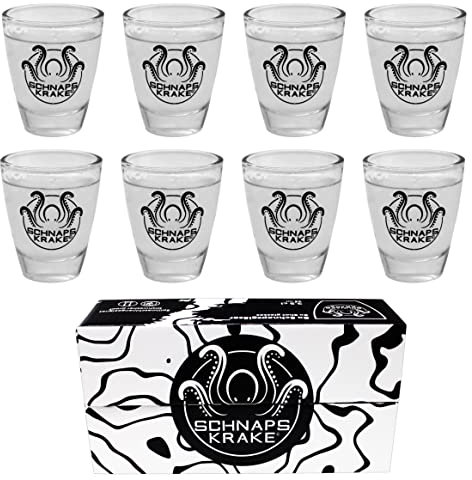 Schnapskrake® Schnapsgläser mit Logo - 3cl Shotgläser in Geschenkverpackung - Spülmaschinenfeste Gravur - Schnapsgläser lustig - stamperlgläser, shotgläser lustig, pinnchen (8)