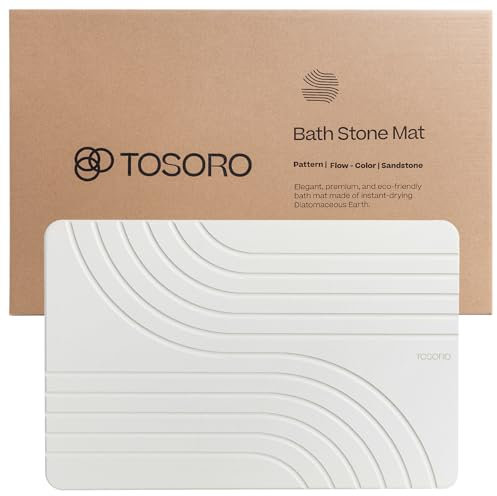 TOSORO - Stone Bath Mat, Diatomaceous Earth Non-Slip Stone Shower Mat - Quick Drying Absorbent Bath Mats for Bathroom - Elegant & Modern Design, Easy to Clean (23.5 x 15) - Sandstone