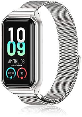 ZoRoll Correa Compatible con Amazfit Band 7, Correa de Reloj de Acero Inoxidable Tejida con Malla Compatible con Amazfit Band 7 - Plata