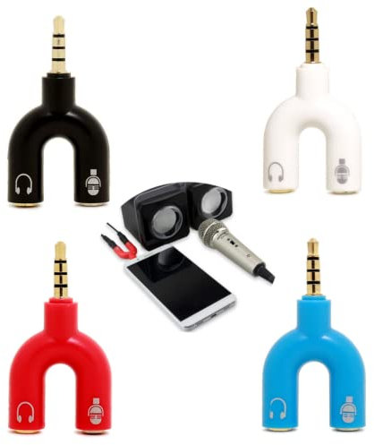 CCeCCe 4 Pack 3.5mm Audio Jack to Headphone Microphone TRRS 2 Way Splitter Y Connector 1/8 1 to 2 Plug Adapter for iPhone PS4 Earphone Headset MIC PC Computer MP3 Tablet Laptop Desktop Andriod Phone