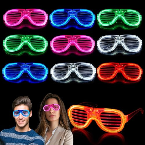 Priksia Light Up Glasses 10 Pcs Neon Glasses Led Glasses Party Decorations Shutter Glasses Rave Glasses Kids Adults