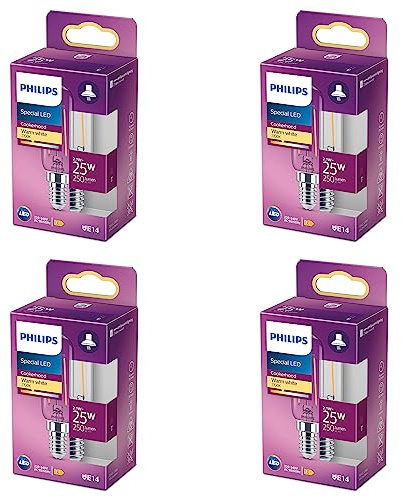Philips Vorteilspaket - E14 - LED Lampe für Dunstabzugshaube - Hell - 25W - Nicht dimmbar - Warmweißes Licht - Set 4 Stück