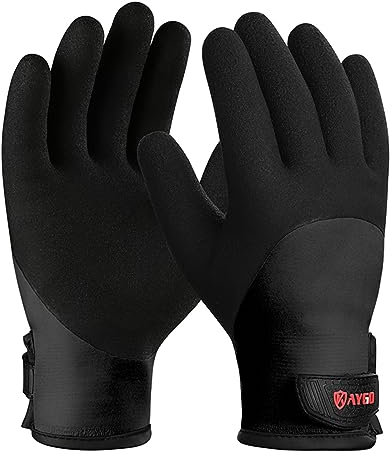 KAYGO Winter Arbeitshandschuhe Wasserdicht Kältebeständig, Doppel Gefüttert, Isolierte Thermo Arbeitshandschuhe mit Latex Beschichtung, Ideal für Kühllager Winter Arbeit (Schwarz, L, Gr 9)