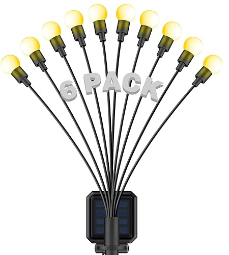 Civikyle 6-Stück Solarlampen für Außen Garten 10-LED Solar Glühwürmchen Leuchten Gartendeko für Draußen Solarleuchten Lichter Wetterfest Warmweiß