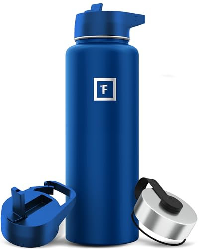 IRON °FLASK Sport-Wasserflasche – 900 ml, 3 Deckel (Strohhalm-Deckel), auslaufsicher – Edelstahl-Flaschen für Fitnessstudio, Sport & Herren – doppelwandige, isolierte Thermoskanne, Metallflasche