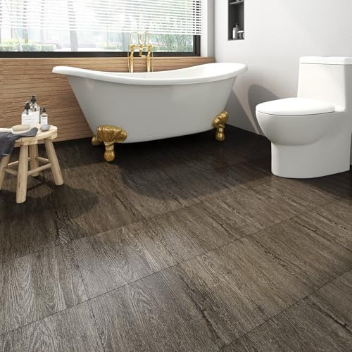 Livelynine Pavimento PVC Adesivo Effetto Legno Color Rovere Piastrelle Adesive Pavimento Bagno 30x30CM Pavimento Adesivo Cucina Impermeabile Mattonelle Adesive Pavimento Salone Camera, 4 Piastrelle