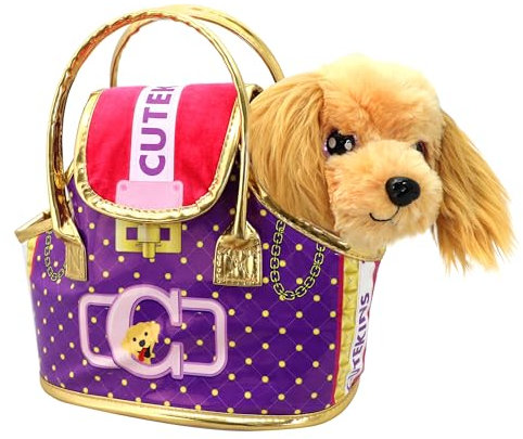 ColorBaby Valerie Doggy, Plüschhund mit Tragetasche, Welpen Spielzeug, Welpen zum Spielen, kleine Plüschtiere, Mädchenspielzeug +2 Jahre, 47152