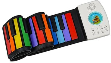ICDKOYK Electric Digital Roll Up Keyboard Piano Portable and Compact, Rainbow, 71x13.5x0.9cm
