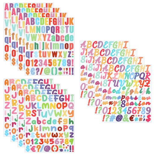 12 Blatt Alphanumerische Aufkleber Buchstaben Selbstklebende Bunt Klebrig Alphanumerisch Niedlich Sticker Buchstaben Kunst Scrapbooking Briefkastenschilder Wasserflasche Großbuchstaben Aufkleber