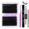 Individual Lashes Kit Cluster Lashes D Curl 0.07mm Mixed 12-16 Eyelash Extension Kit 60D/80D Wide Stem Lash Clusters Kit at Home(60D/80D-D-DIY Lash Extensions Kit)
