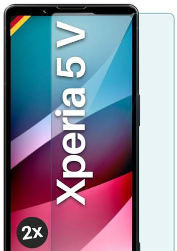 moex Schutzfolie für Sony Xperia 5 V Glas 9H Härte, gehärtetes Schutzglas, Panzer Schutz Glas Displayschutz Folie, kompatibel mit jeder Handy Hülle, ShockProtect 2 Stück