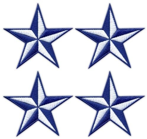 Set von 4 – Segelstern – Blau/Weiß – Aufnäher – bestickter Aufnäher / Abzeichen / Emblem