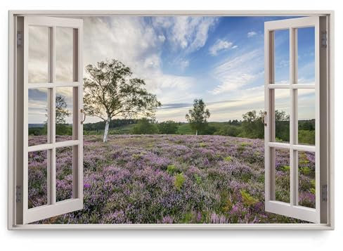 Paul Sinus Wandbild 120x80cm Fensterbild Landschaft Natur Blumen Wildblumen blauer Himmel