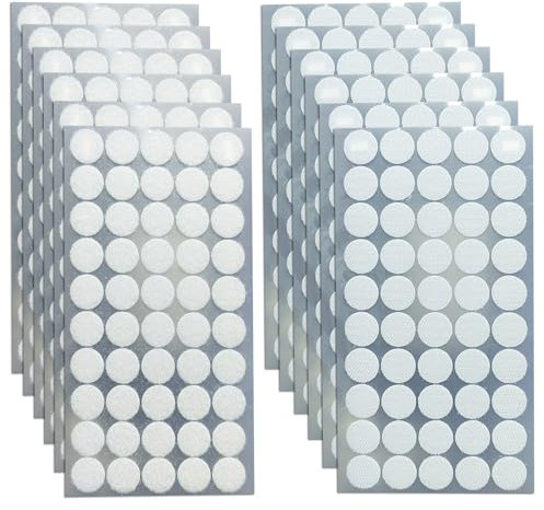 600 Pcs Hook and Loop Self Adhesive Dots, 20mm Double Sticky Back Coins Sticky, 300 Pair Hook and Loop Dots Double Sided Sticky Pads,Loop Self Adhesive Dots Tapes White,for Home, School, Office