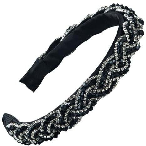 scicent Haarschmuck Hochzeit Elegant Kreuz Haarband Modische Rutschfeste Haarband mit Strass für Party Retro Kristall Stirnband für Braut Brautjungfer Antirutsch Haar Accessoires - 27807
