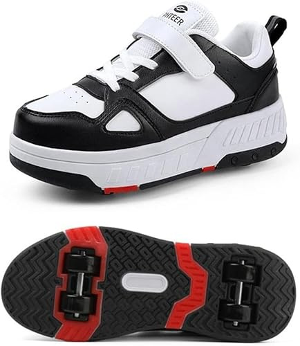 Roller Skate Shoes Rollschuhe Schuhe Mit Rollen Skateboardschuhe,Inline-Skate, verstellbar Damen Schuhe mit Rollen für mädchen,Laufen Skateboard,Inline Rollschuhe,Schwarz-33 EU