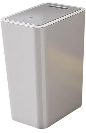 Folpus Poubelle de cuisine poubelle rectangulaire Design élégant poubelle mince poubelle de salle de bain avec couvercle, Gris 12L