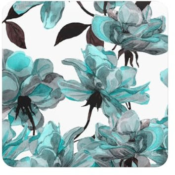 Blaue Blume Blumen Petrol Rosen Aquarell, Quadratischer magnetischer Kühlschrankaufkleber, weichmagnetische Kühlschrankmagnete, Möbeldekoration, 1 Stück
