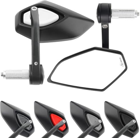 Area1 universal Motorrad Lenkerendenspiegel Rückspiegel Paar e-geprüft für z.B. Duke SMC/R MT07 MT09 MT125 Z900 Z650 Z500 Z125 CB500 SV650 ER650 ER-6N Eliminator Vulcan S VN Diavel Monster (weiß)