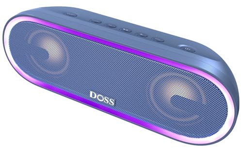 DOSS SoundBox Pro+ P300 Bluetooth Speaker with 40W Stereo Sound, Extra Bass, IPX6 Waterproof, TWS Pairing, Diverse Lights Show, 20H Playtime, Portable for Party, Camping, Beach - Blue